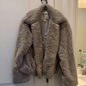 Dylan Women's Plush Gray Teddy Jacket